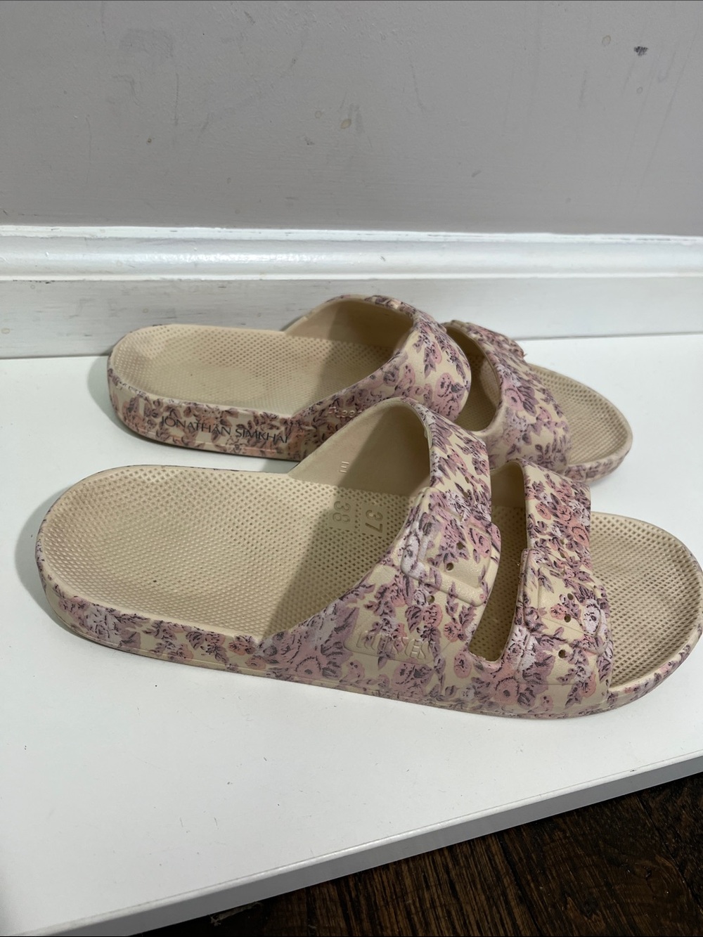 Jonathan Simkhai x freedom Moses Floral Print Slide Sandals - Pink Cream